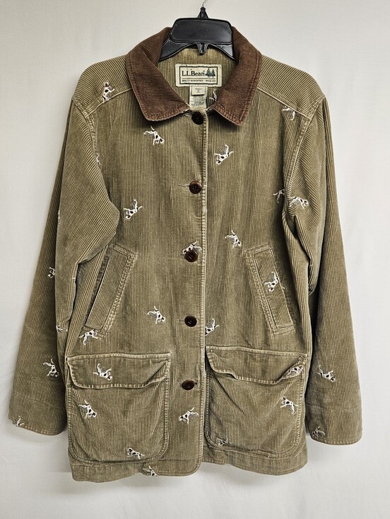 L.L. Bean Jackets & Blazers - LL Bean Vintage Corduroy Barn Chore Coat Embroidered Hunting Dog Medium Regular